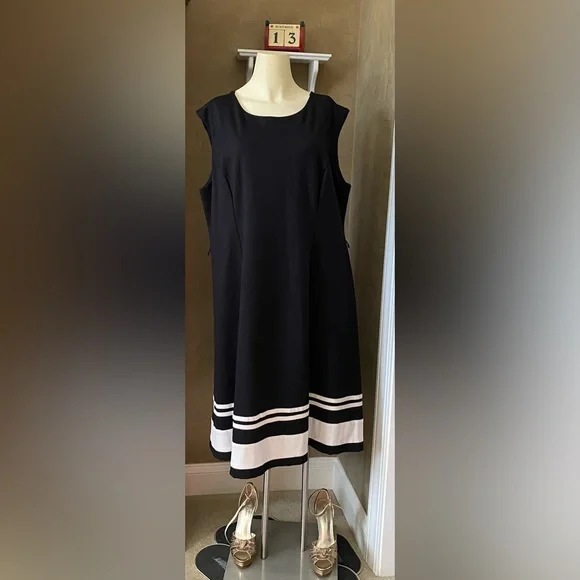 INC International Concepts | Dresses | Inc International Concepts Black  White Trim Fit Flare Dress Size X | Poshmark